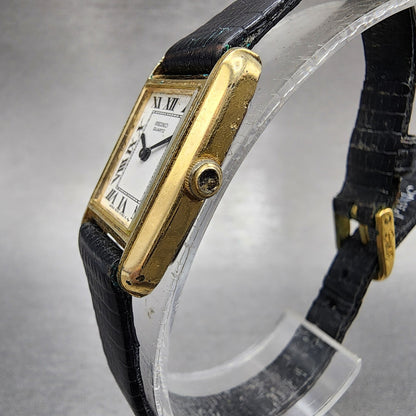 Seiko Tank Watch Women 17mm White Dial Gold Tone Rectangle 1400-8069 New Battery