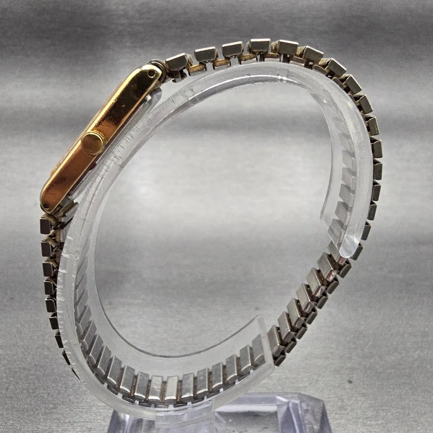 Seiko Watch Women 13mm Gold Dial Gold Tone Rectangle 2E20-6120 New Battery VTG6