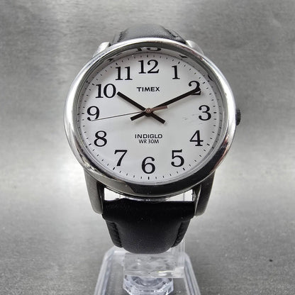 Timex Easy Reader Watch Men 35mm White Dial Silver Tone Round New Battery NJN6