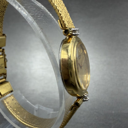 Seiko Watch Women 17mm Gold Dial Gold Tone Diamond Accent Oval 2Y00 New Battery3