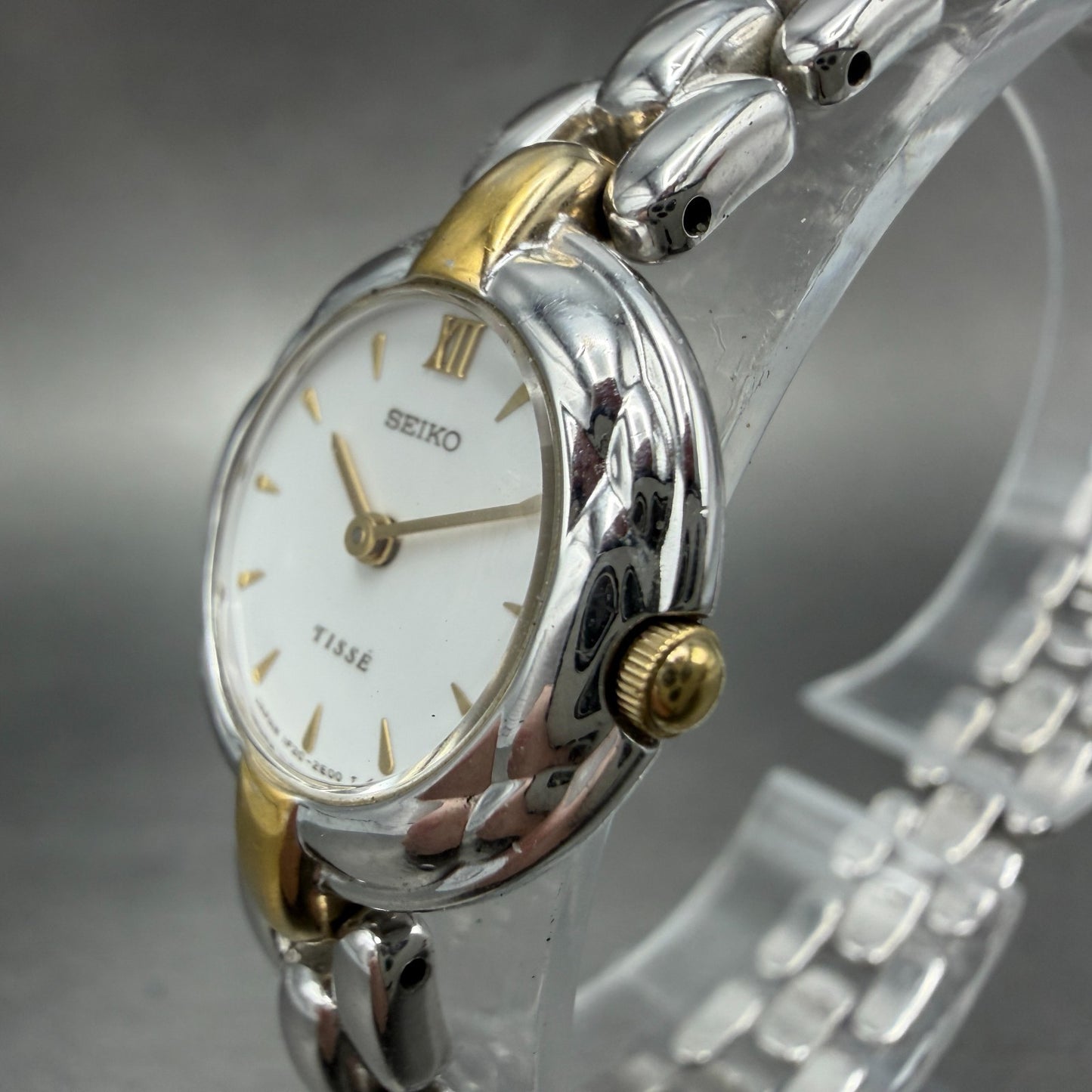 Seiko Tisse Watch Women 21mm White Dial Two Tone Round 1F20-0J90 New Battery2