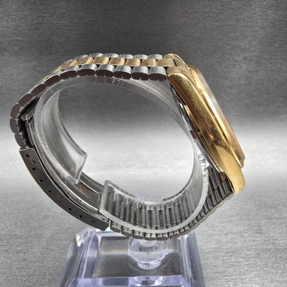 Seiko SQ Watch Men 36mm Gold Dial Gold Tone Daydate Round 8223-8019 New Battery8