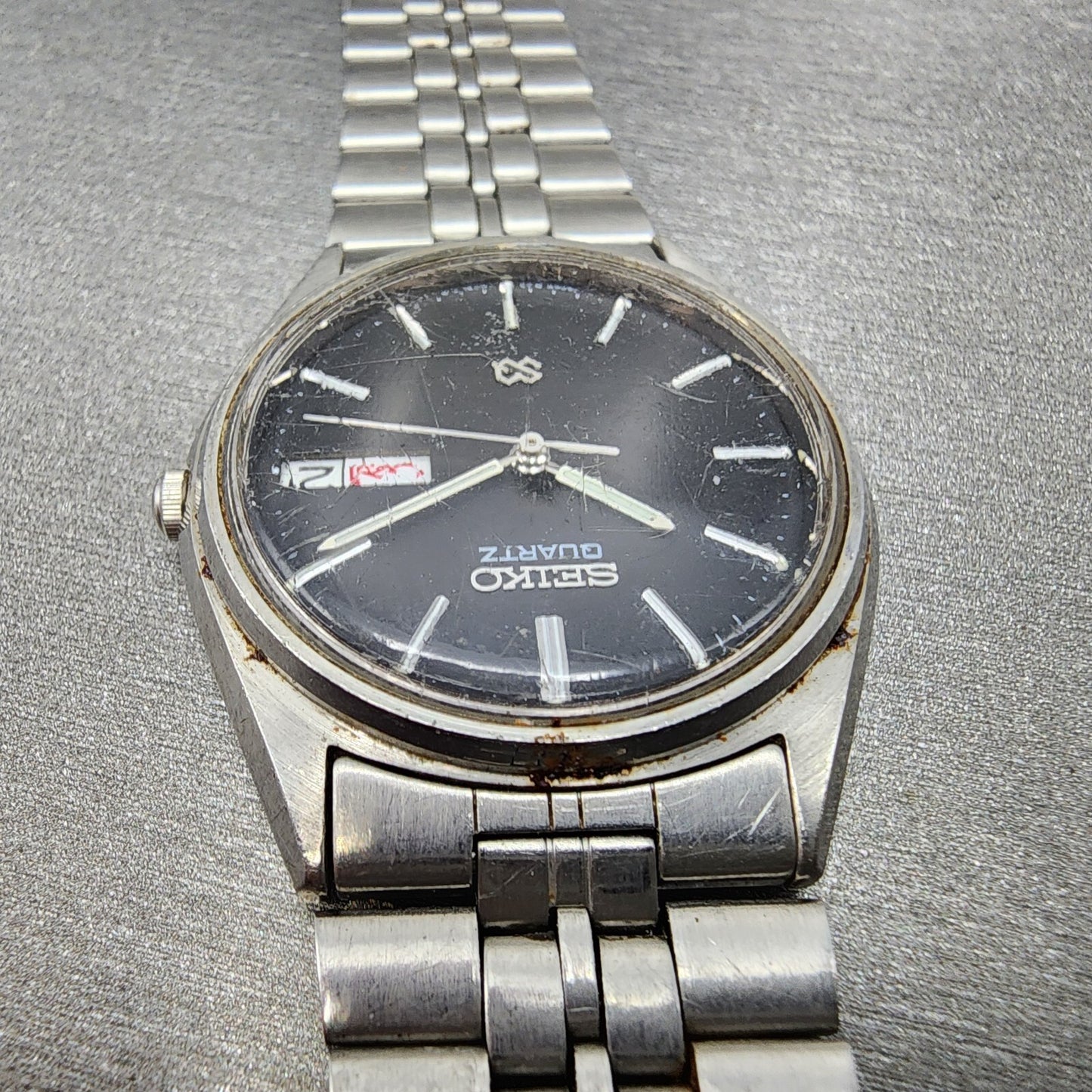 Seiko SQ Watch Men 34mm Blue Dial Steel Daydate Round 81236060 PARTS5