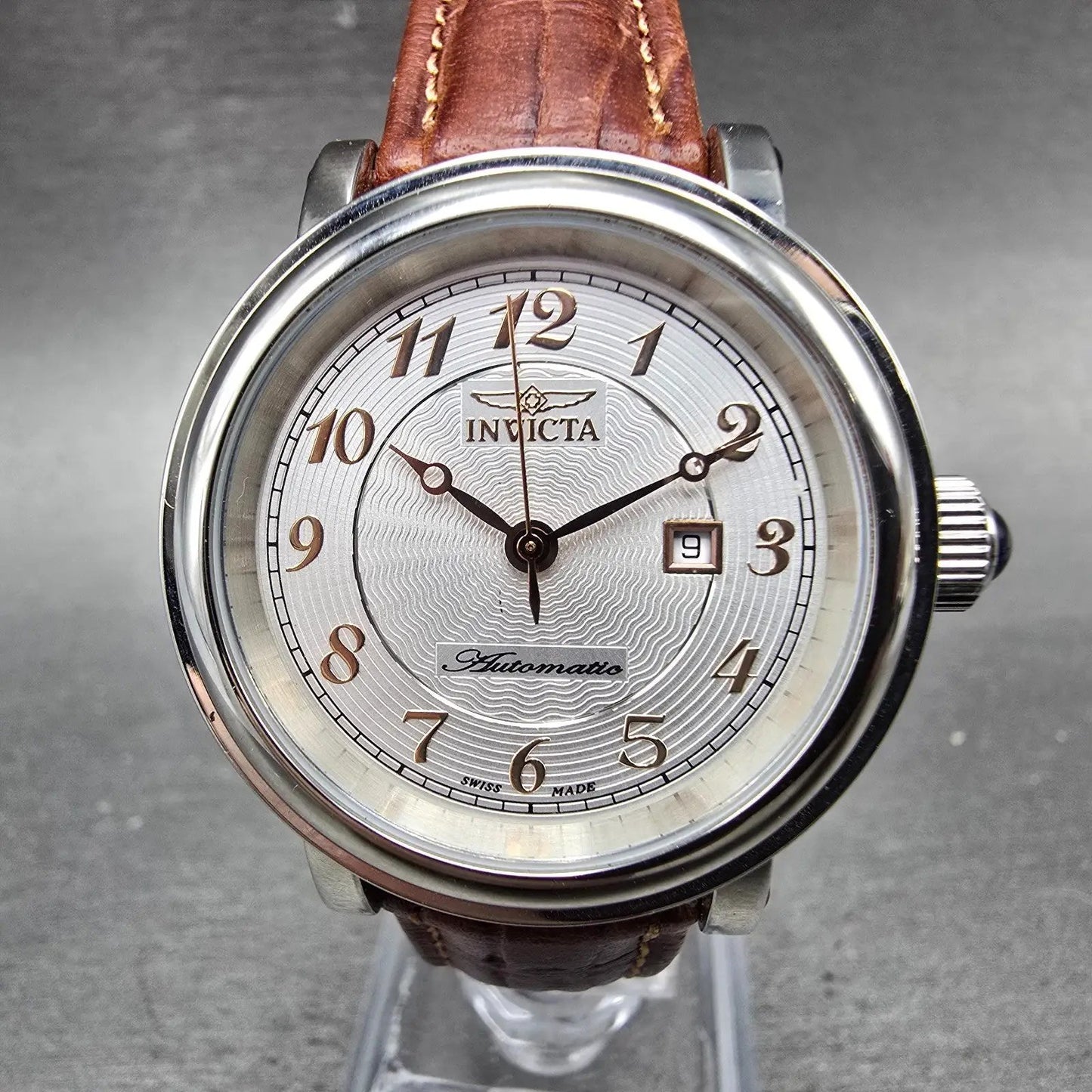 Invicta Automatic Watch Women 33mm Silver Dial Silver Tone Date Round 2806 Runs0