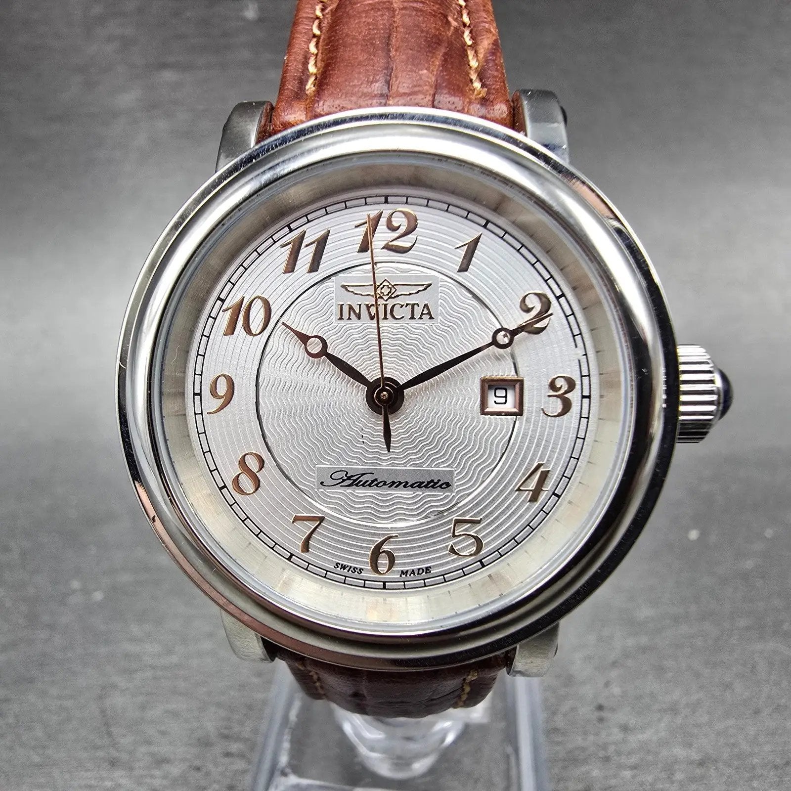 Invicta Automatic Watch Women 33mm Silver Dial Silver Tone Date Round 2806 Runs0