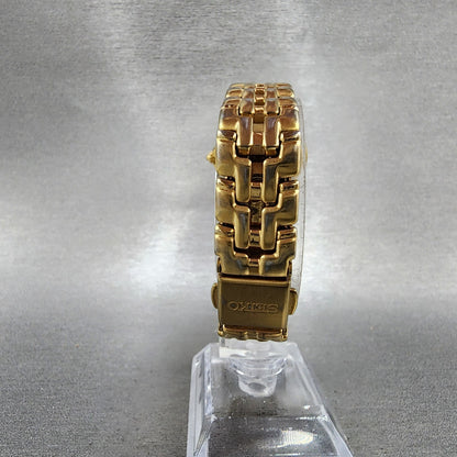 Seiko Watch Women 26mm Champagne Dial Gold Tone Date Round 7n820599 New Battery7