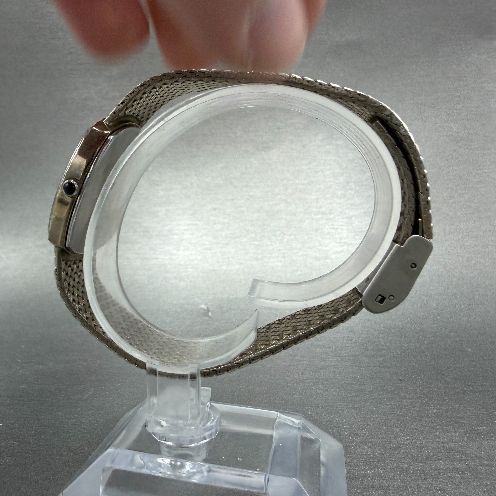 Nivada Watch Men 30mm Silver Dial Silver Tone Square N-21724 New battery6