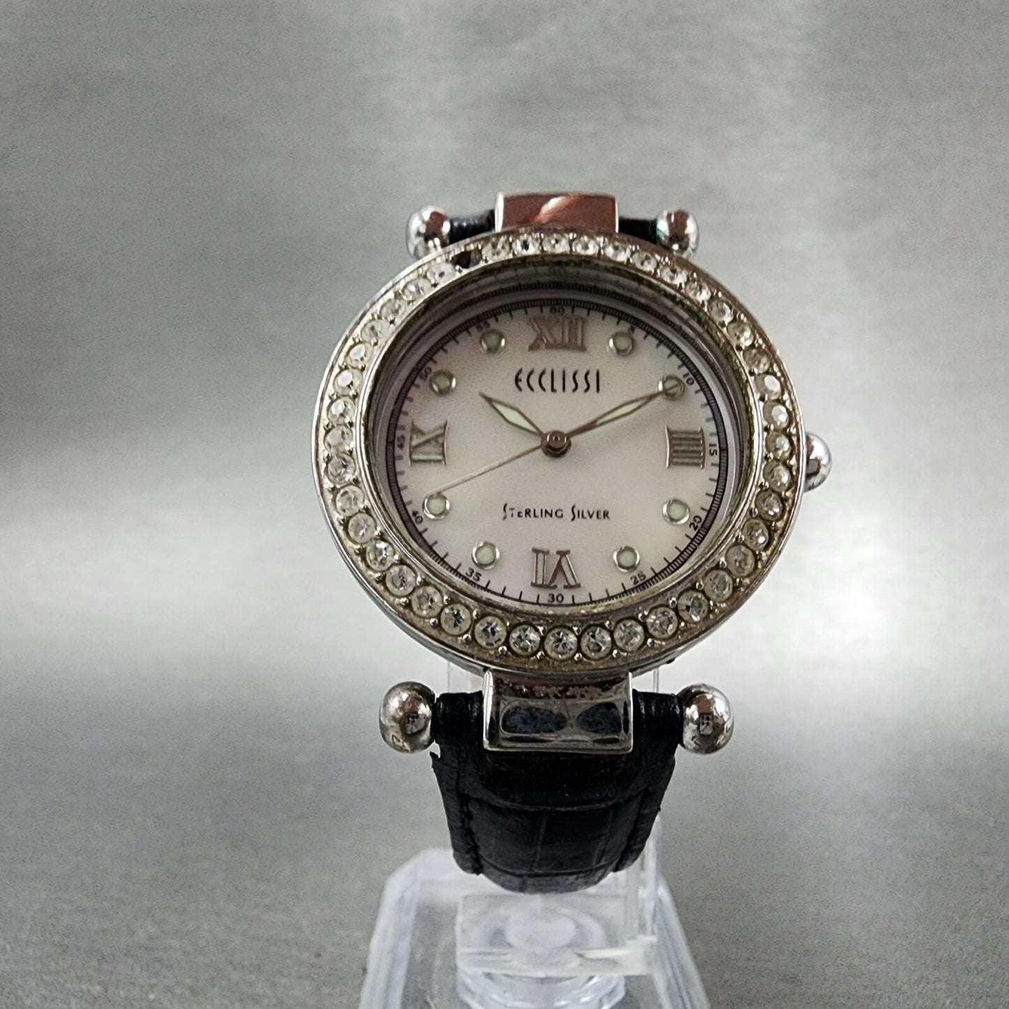 Ecclissi Watch Women 32mm MOP Dial Sterling Silver Round 22340 New Battery5