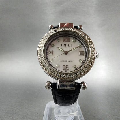 Ecclissi Watch Women 32mm MOP Dial Sterling Silver Round 22340 New Battery5