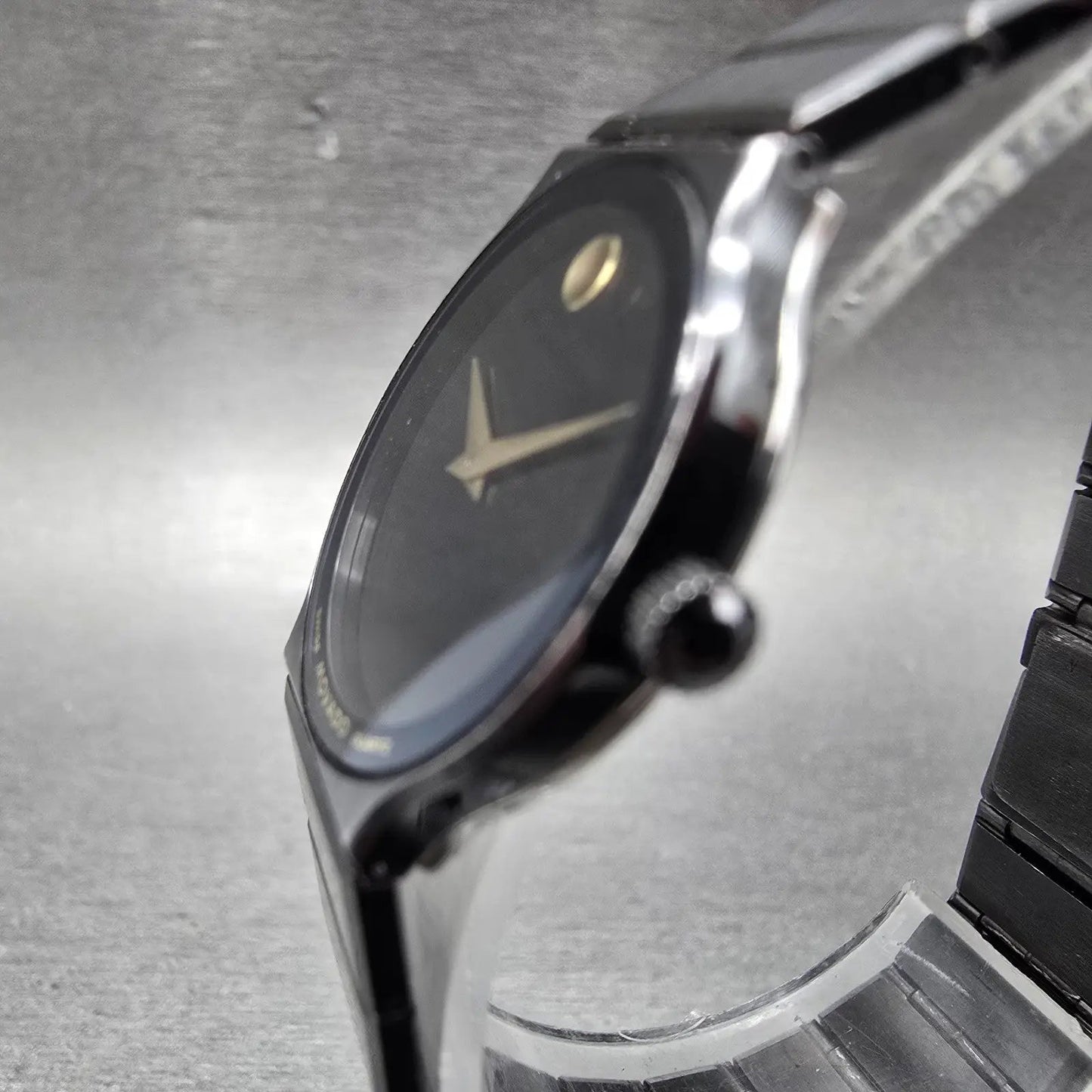 Movado Museum Watch Women 23mm Black Dial Black Tone Round 84-40-881-A New BattM2