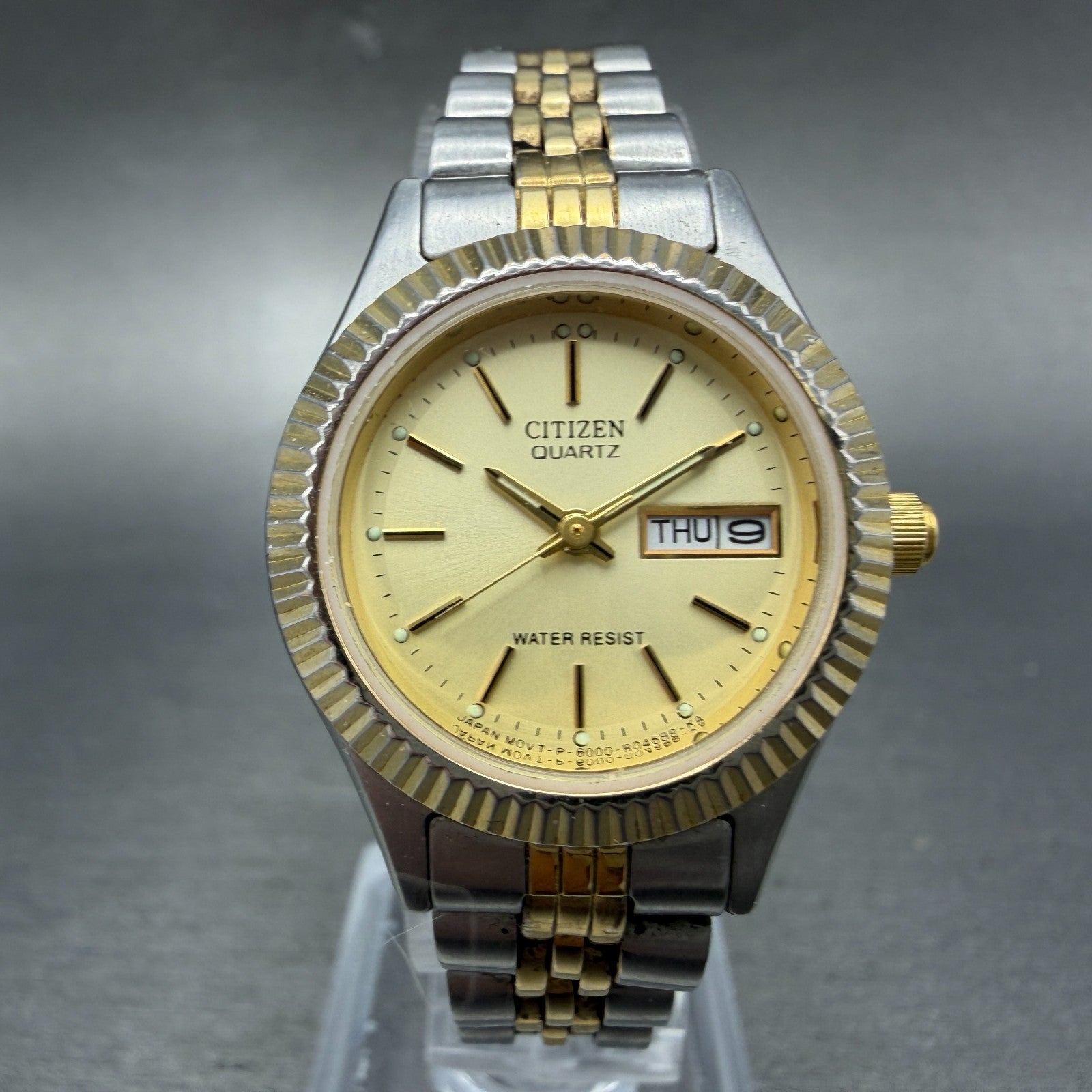 Citizen CQ Watch Women 25mm Champagne Dial Two Tone Daydate 6000-R00413 NewBattC0