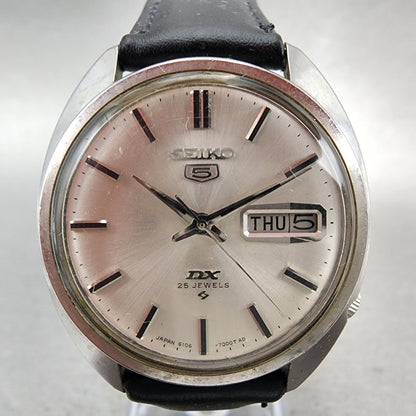 Seiko 5 DX Watch Men 36mm Silver Dial Steel Daydate Round Automatic Runs1