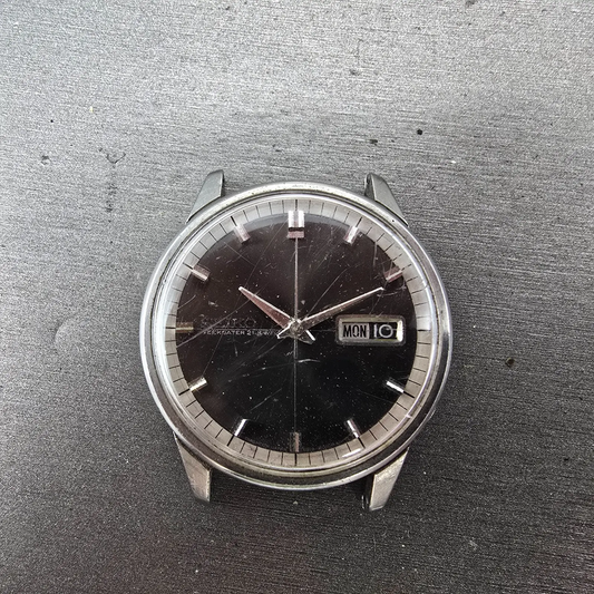 Seiko Weekdater Automatic Watch Men 37mm Gray Dial Steel Daydate 6619-8010 PARTS0