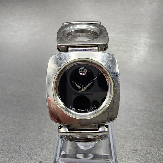 Movado Dolca Watch Women 24mm Black DIal Steel Square 84.A1.1310 New Battery0
