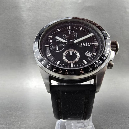 Fossil Decker Chronograph Watch Men 44mm Black Dial Steel Date CH2573 New Batt5
