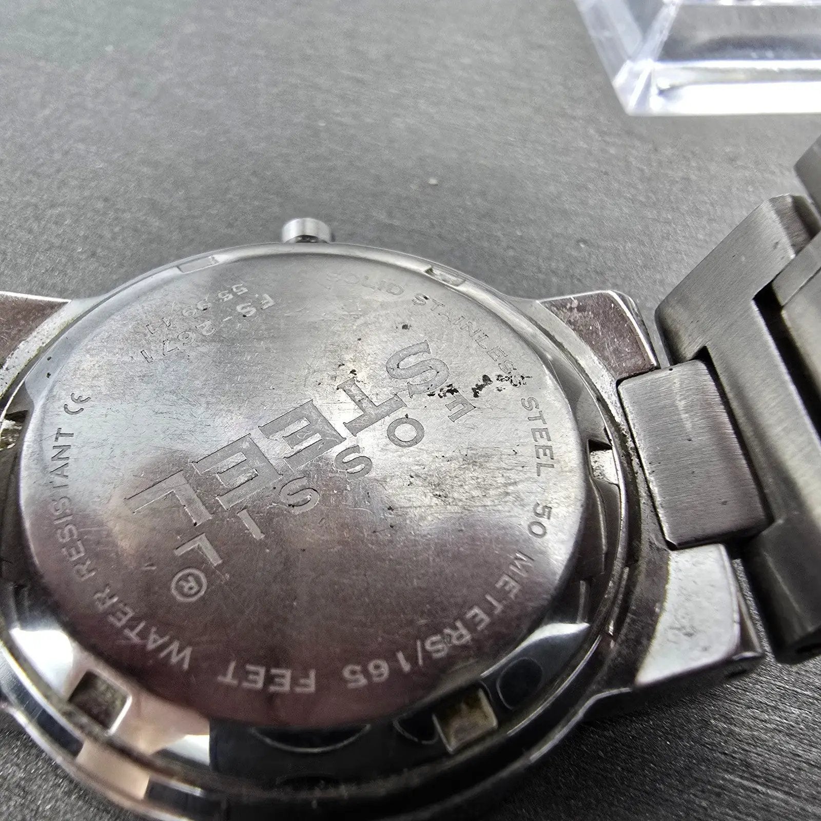 Fossil Watch Men 36mm Black Dial Silver Tone Round FS-2671 New Battery8