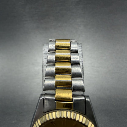Seiko SQ Watch Women 24mm Gold Dial Two Tone Daydate Round 3E23-0A60 New Batt YU4