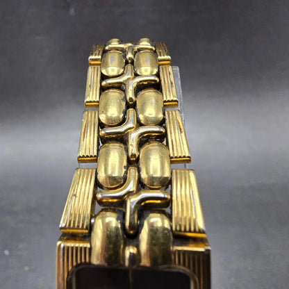 Longines QWR Tank Watch Women 17mm Black Dial Gold Rectangle New Battery VTG4