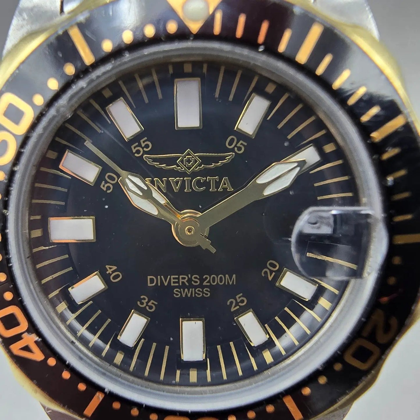 Invicta Dive Watch Women 27mm Black Dial Two Tone Date 7063 Round New Battery1