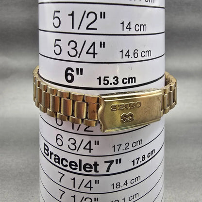 Seiko SQ Watch Women 24mm Gold Dial Gold Tone Daydate Round 3E23-0A60 New Batt9