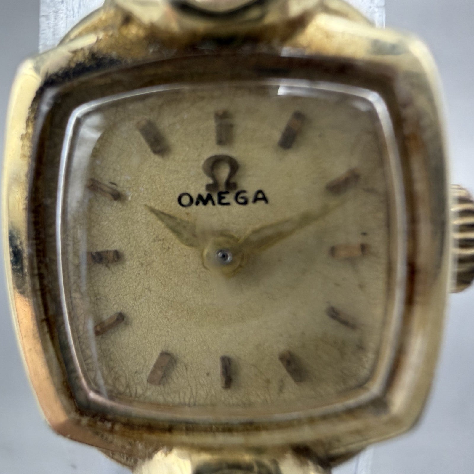 Omega Watch Women 15mm Cream Dial 14K Gold Filled Manual Wind Runs Caliber 4811