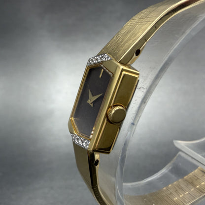 Seiko Lassale Watch Women 13mm Brown Dial Gold Tone Hexagon 1E50-5039 NewBattery2