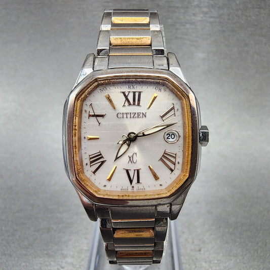 Citizen Eco-Drive XC Watch Women 26mm White Dial Two Tone Date H058-T017568 Runs