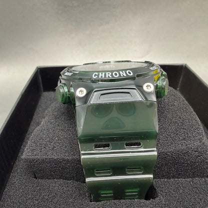 Invicta Racing Digital Watch Men Green Alarm Chrono Round Translucent New 490424