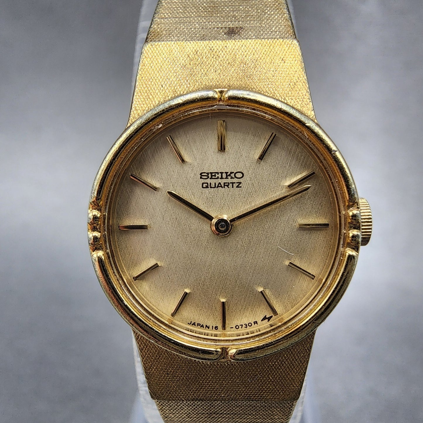 Seiko Watch Women 19mm Gold Dial Gold Tone Round 160129 New Battery VTG1