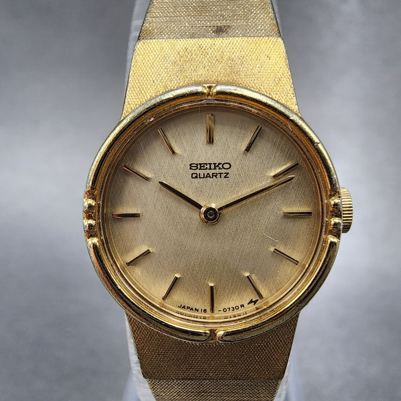 Seiko Watch Women 19mm Gold Dial Gold Tone Round 160129 New Battery VTG1