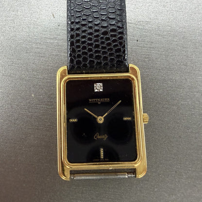 Wittnauer Tank Watch Men 25mm Black Dial Gold Tone NO CRYSTAL CD0464 9565 NewBat0