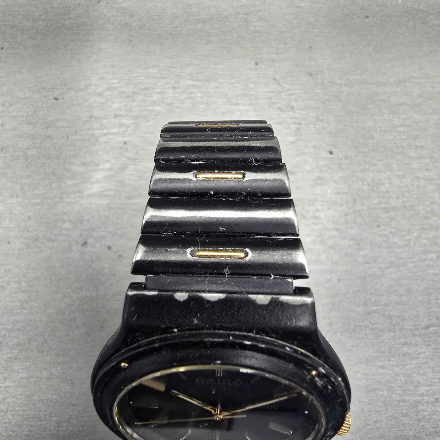 Seiko Sports 150 Watch Men 37mm Black Dial Black Tone Daydate 5H23-7029 New Batt4