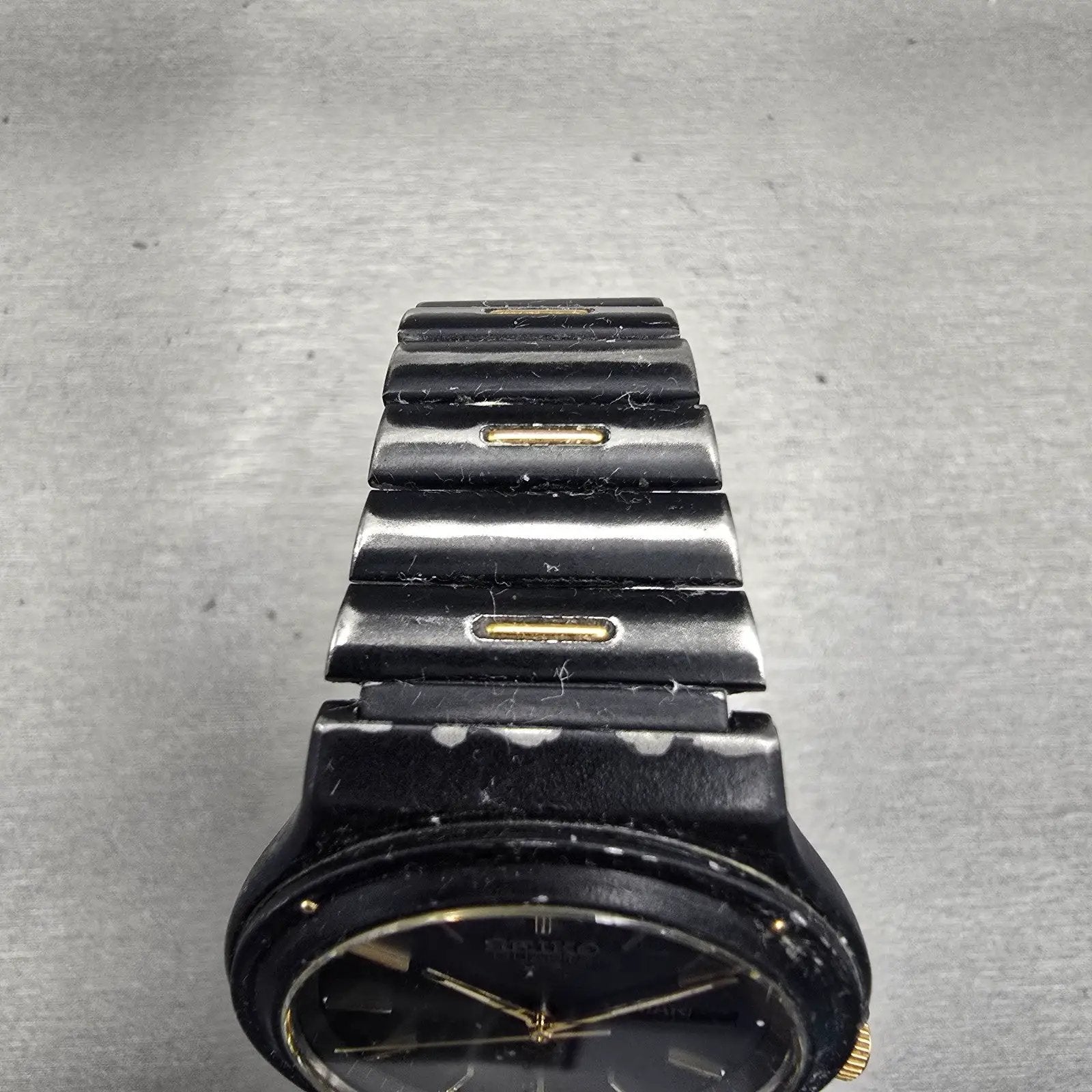 Seiko Sports 150 Watch Men 37mm Black Dial Black Tone Daydate 5H23-7029 New Batt4