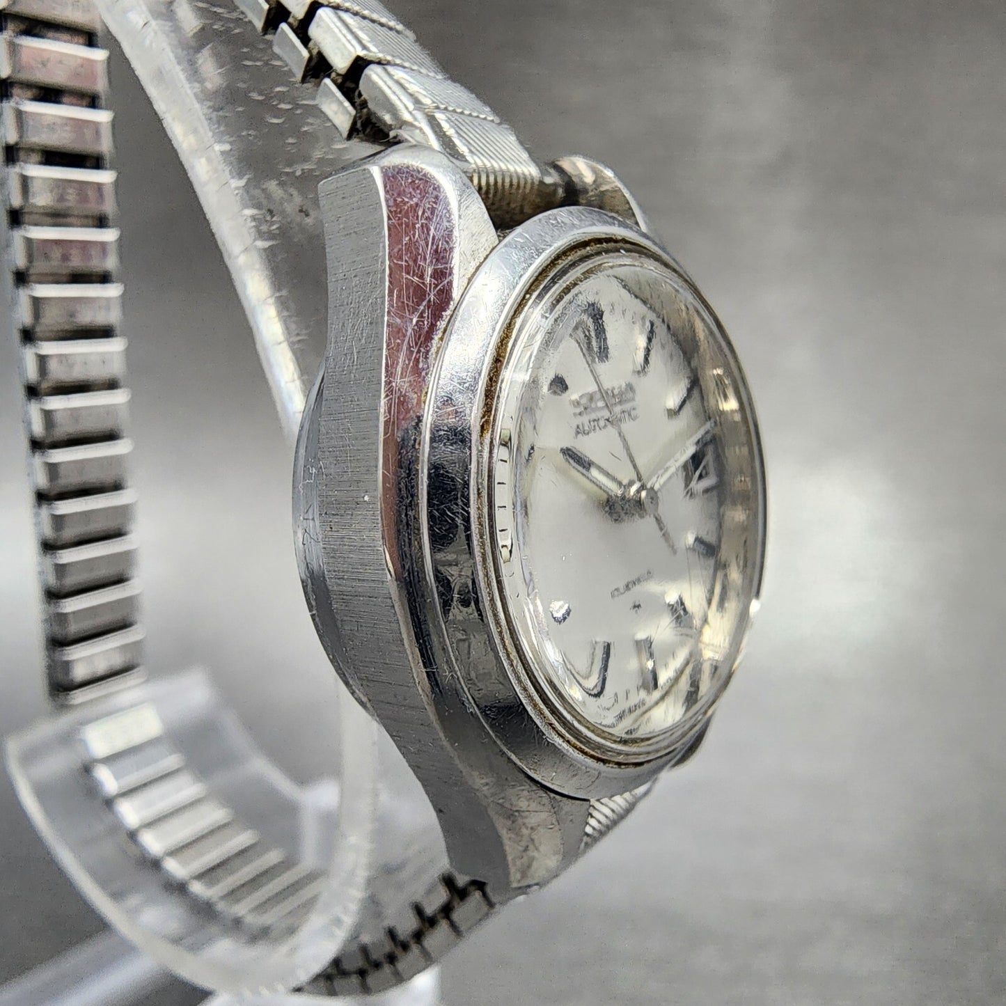 Seiko Automatic Watch Women 23mm White Dial Steel Date Round 42050040 READ!!!!!3