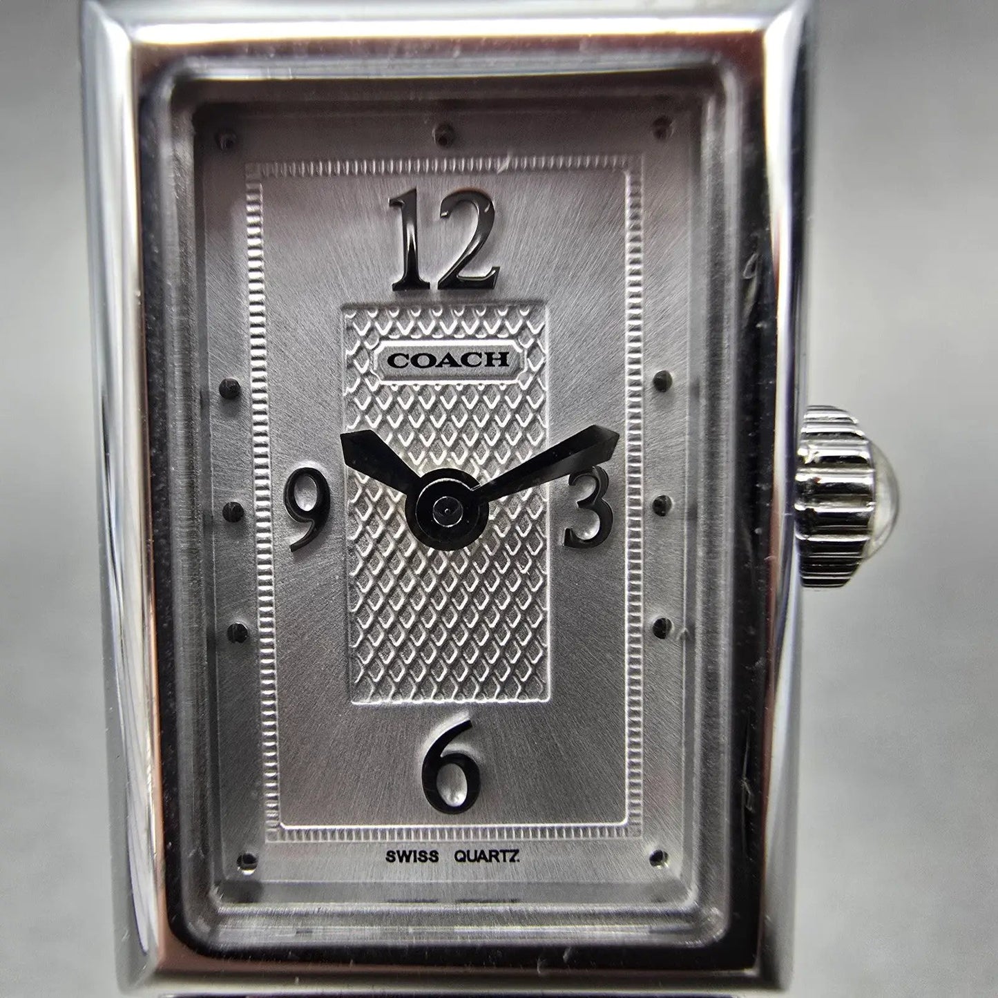 Coach Tank Watch Women 17mm White Dial Silver Tone Rectangle 0820 New Battery BJ1