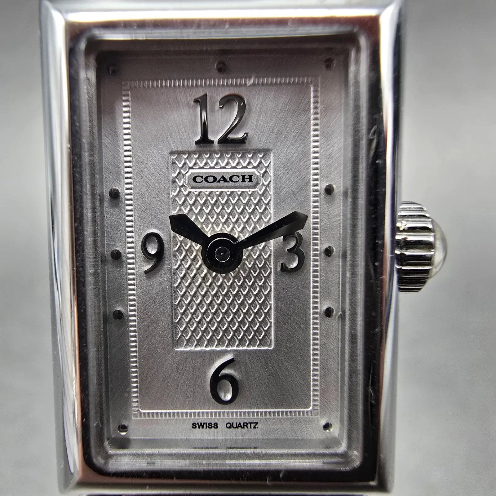 Coach Tank Watch Women 17mm White Dial Silver Tone Rectangle 0820 New Battery BJ1