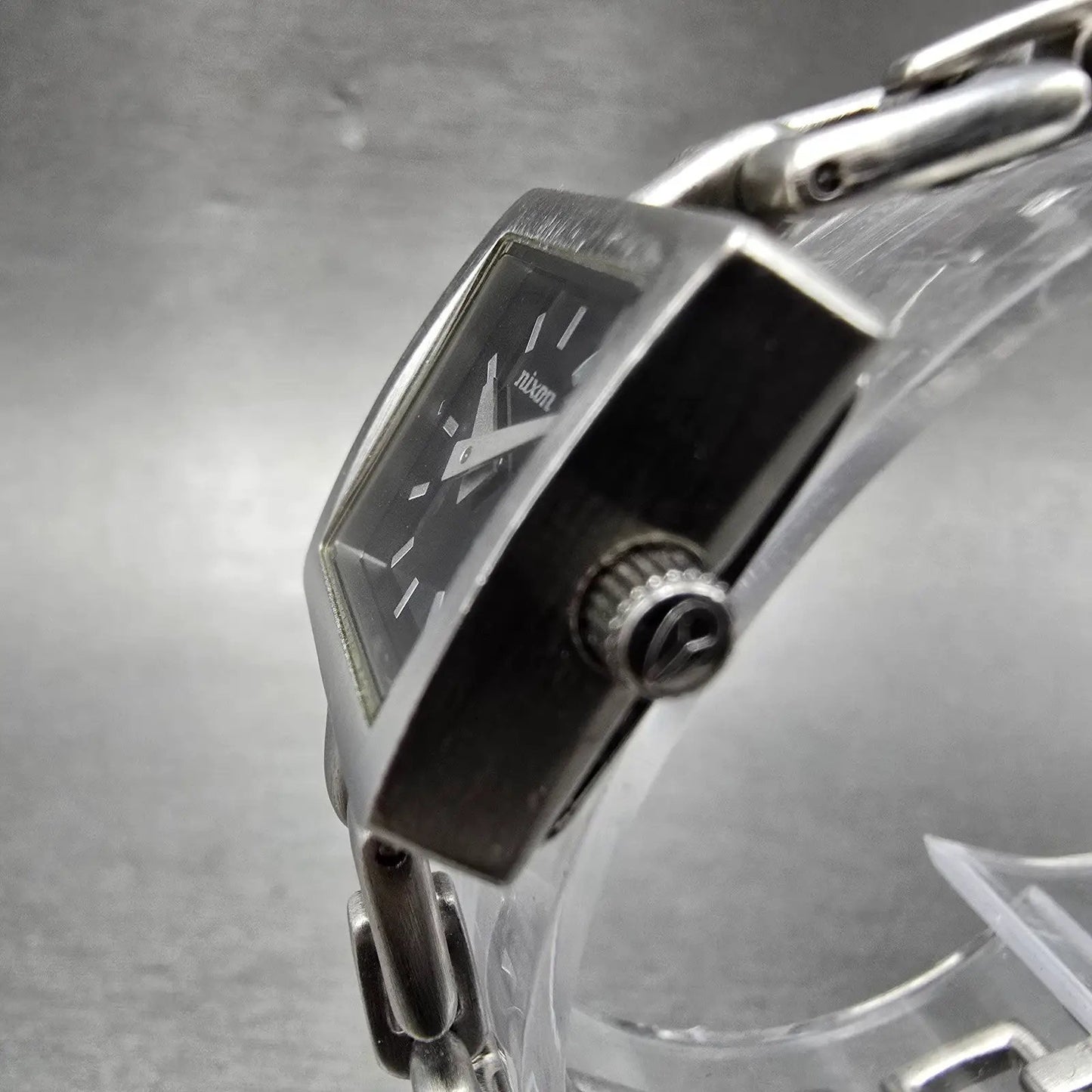 Nixon The Charm Watch Women 19mm Black Dial Silver Tone Square New Battery2