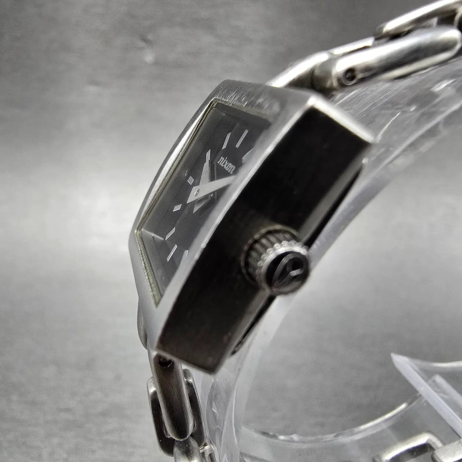 Nixon The Charm Watch Women 19mm Black Dial Silver Tone Square New Battery2