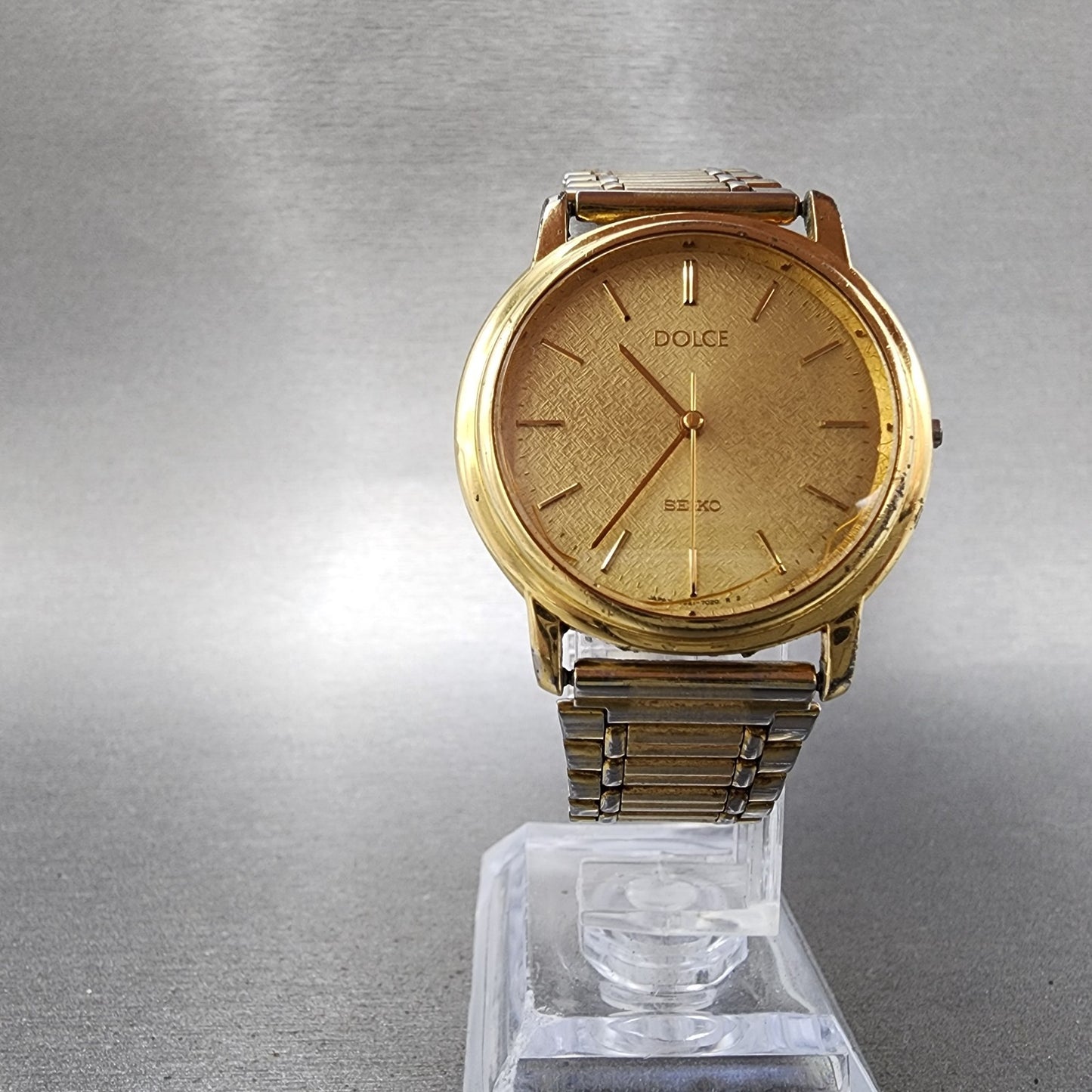 Seiko Dolce Watch Men 32mm Champagne Dial Gold Tone 5s216011 New Battery READ!!5