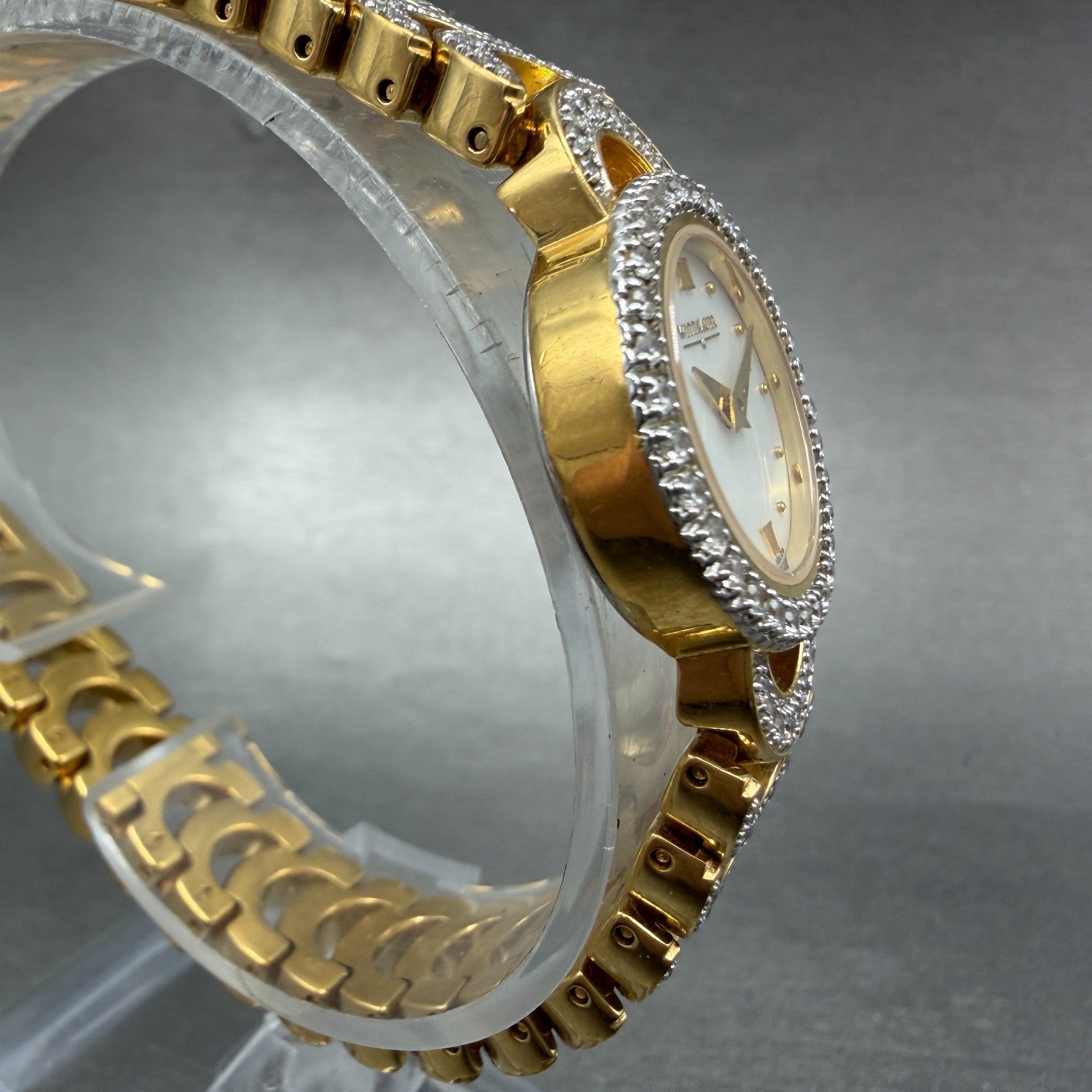 Wittnauer Watch Women 22mm MOP Dial Gold Tone Round Crystal Accents New Battery3