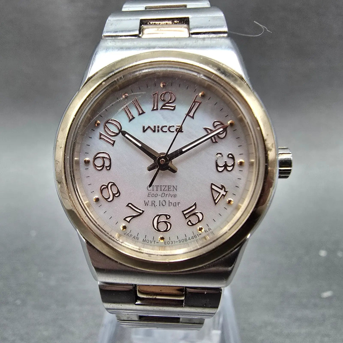 Citizen Eco-Drive Wicca Watch Women 24mm MOP Dial Two Tone Round Works JDM0