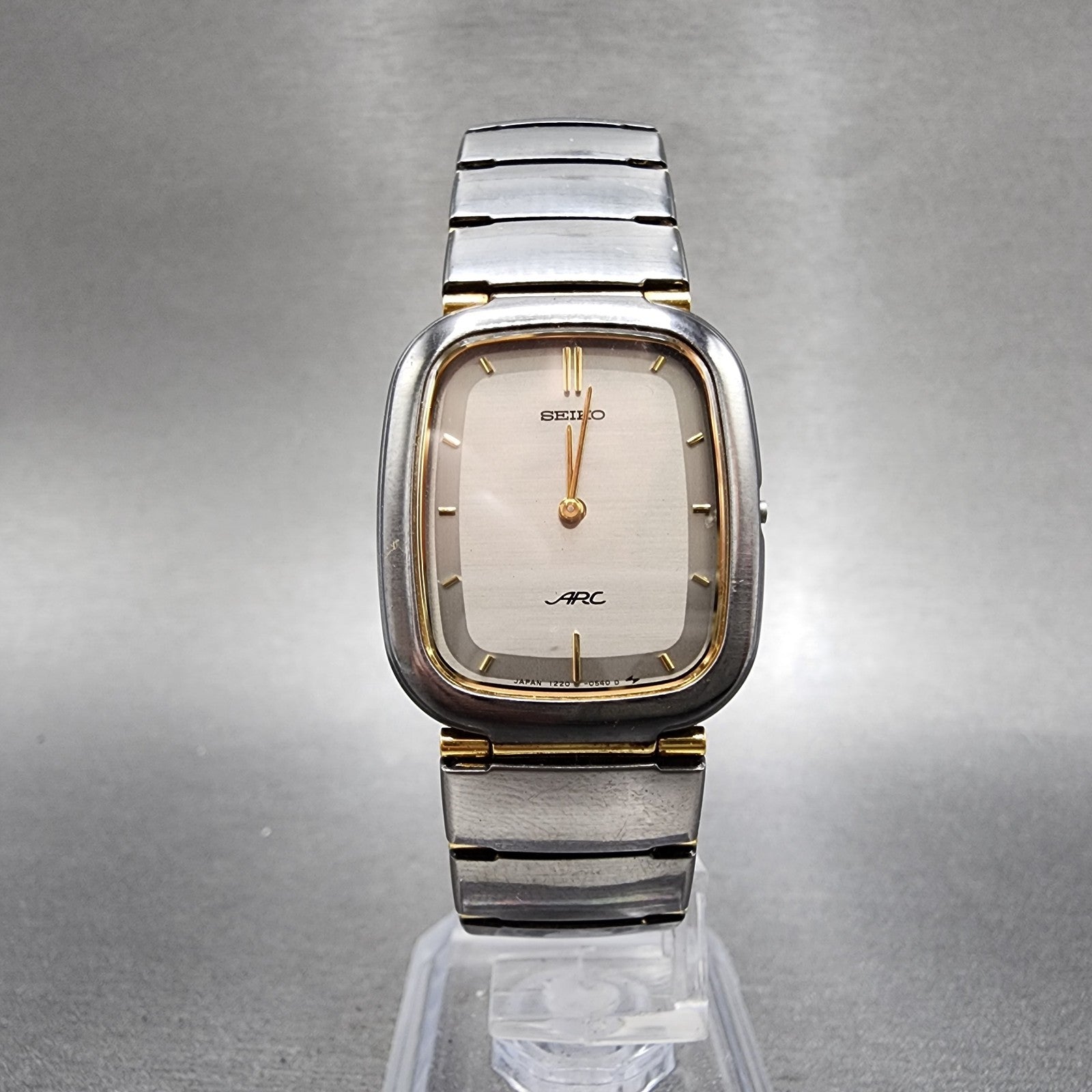 Seiko ARC Tank Watch Women 24mm Silver Dial Two Tone 12205320 New Battery READ!5