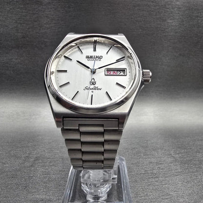 Seiko SilverWave Watch Men 36mm Silver Dial Silver Tone Daydate 8229-8000 NewBat5