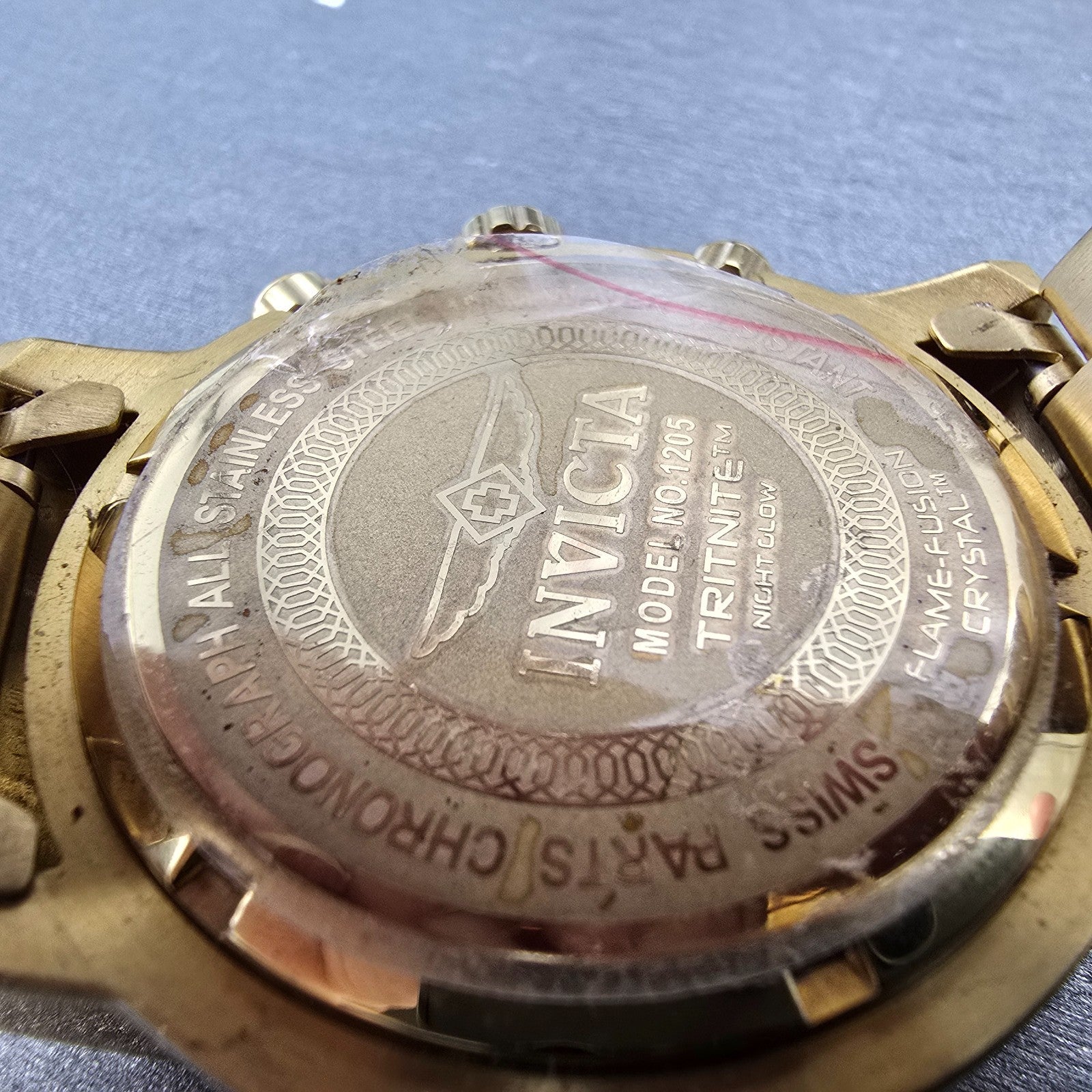 Invicta Chronograph Dive Watch Men 45mm Blue Dial Gold Tone 1205 New Battery10