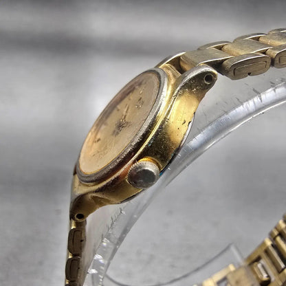 Seiko Watch Women 19mm Gold Dial Gold Tone Round 4N00-0069 New Battery Vintage2