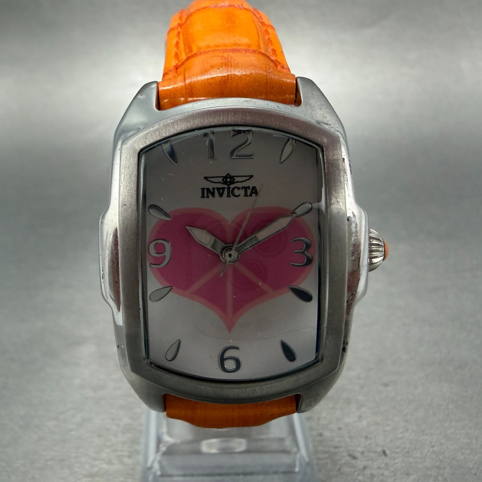 Invicta Lupah Watch Women 29mm White Dial Silver Tone 19840 New Batt Pink Heart0