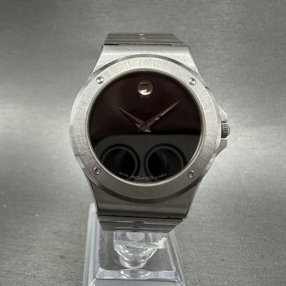 Movado Museum watch Men 34mm Black Dial Steel Round 84.65.877.2 New Battery0