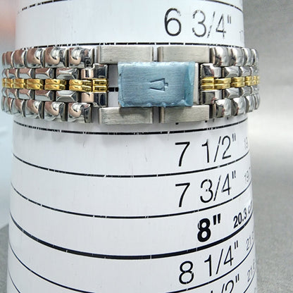 Bulova Watch Women 24mm White Dial two Tone Date Round 98M02 New Battery10