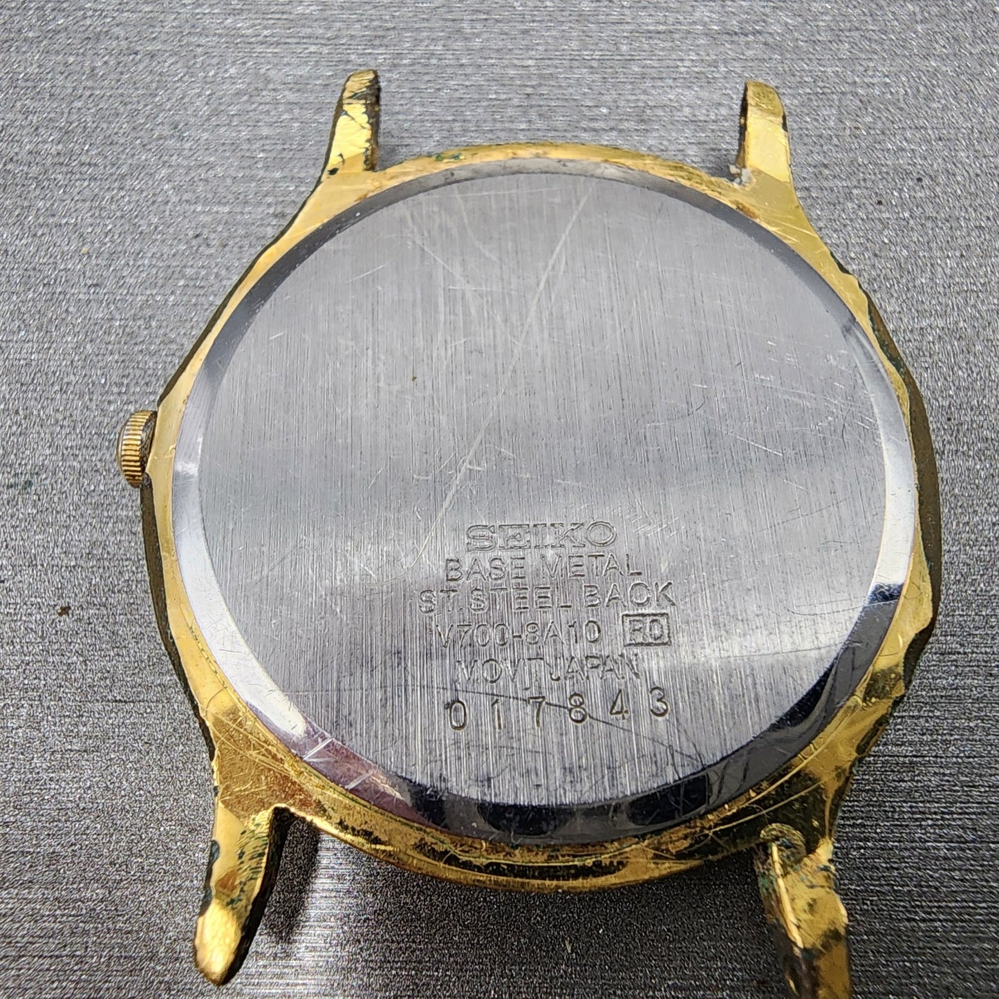 Seiko Watch Men 34mm White Dial Gold Tone Round V7008A10 New Battery6