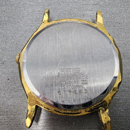 Seiko Watch Men 34mm White Dial Gold Tone Round V7008A10 New Battery6